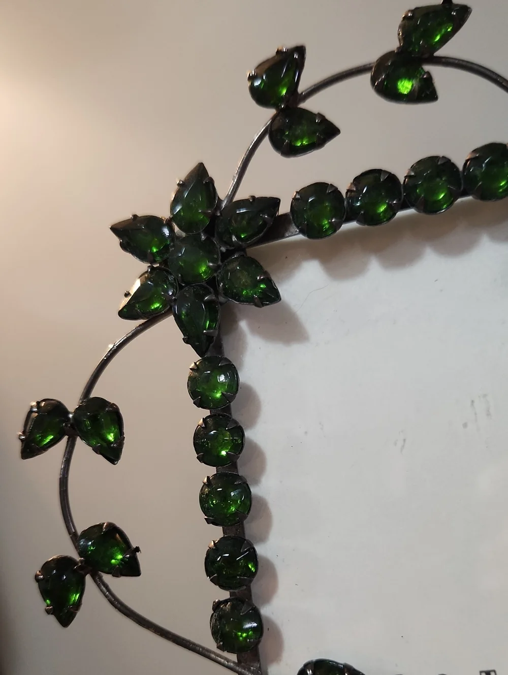 Pottery Barn Dark Emerald Green Rhinestone Standing Photo Frame 5x7
